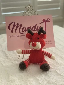 Hand Knitted Reindeer – Pure Wool – 12 Inches – Adorable & Unique! - Picture 1 of 4