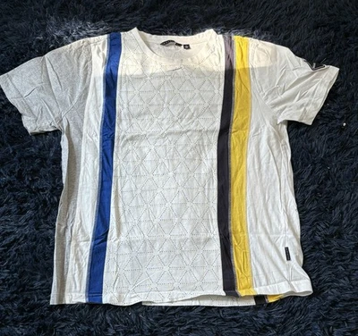 Sean John Stripped Color Block Blue/White/Yellow & Gray TShirt w/diamond design - Image 1 of 4