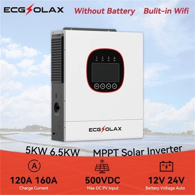 ECGSOLAX 5000W 24V Off-grid Hybrid Solar Inverter MPPT 160A Pure Sine Wave Controller