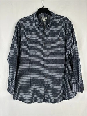 Duluth Free Swingin 法兰绒休闲版型衬衫男式 XXL 蓝色条纹布 — 第 1/4 张图片