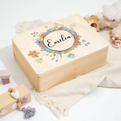 Personalisierte Erinnerungskiste | Erinnerungsbox Taufgeschenk Geschenk Geburt - Bild 1 von 4