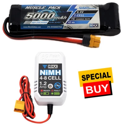 Batería Nimh de 7 celdas NHX RC 8.4V 5000mAh con conector XT60 / cargador ezWall Foto 1 de 4