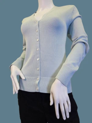 Light Blue Womens Large Silk and Cotton Button-Up Shirt by Brooks Brothers - Image 1 of 4