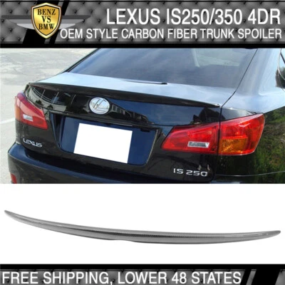 USA Stock Fit 06-13 Lexus IS250 350 4Dr OE Carbon Fiber CF Trunk Spoiler Foto 1 de 4