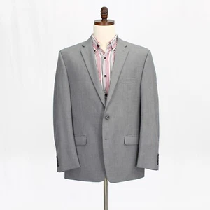 Chaps 46R Gray Sport Coat Blazer Jacket Solid 2B Polyester - Picture 1 of 11