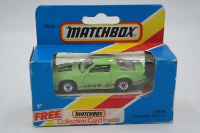Винтажный 1981 MATCHBOX зеленый Chevy Camaro IROC Z-28 окно коробка MB68 редкий цвет - Изображение 1 из 4