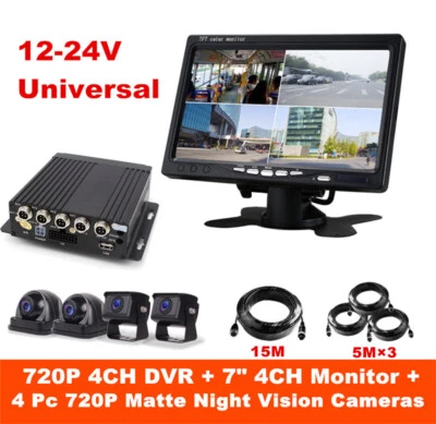 Caja grabadora de video DVR para automóvil vehículo y cámara de monitor de automóvil HD de 7" para camión furgoneta autobús Foto 1 de 4