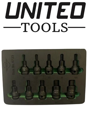 10pc IMPACT HEX BIT Tools SOCKET SET 1/2" Drive 4mm to 19mm Pro Allen key - Image 1 of 4