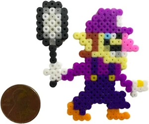 Waluigi Super Mario Maker Tennis Racket Mini Bead Sprite Artkal Pixel Art Retro - Picture 1 of 1