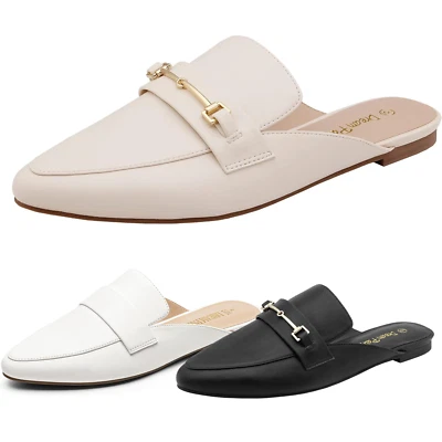 Женские повседневные плоские мокасины с пряжкой с заостренным носком без спинки - Изображение 1 из 4
