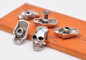 30x Punk Silver Skull Fast Rivet Studs Spot Belt Bag Leathercraft Concho 9*14mm - Picture 1 of 12