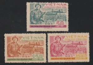 1958 North Vietnam Stamps Soldier, Factory, Crops Scott # O26 - O28 MNH - Picture 1 of 1