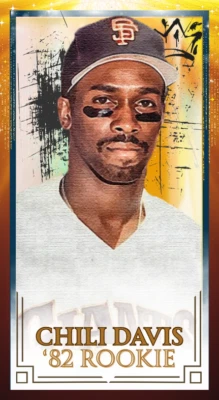 Tarjeta de arte original de novato ACEO Tobacco 1982 Chili Davis Gigantes de San Francisco Foto 1 de 2