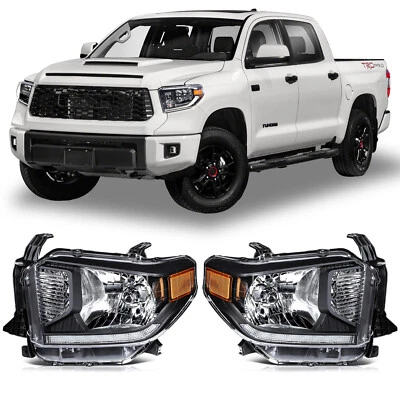 For 2014-2021 Toyota Tundra LED DRL Headlights Assembly Black Housing Left+Right Foto 1 de 4