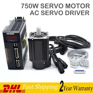 750W AC Servo Motor Driver Kit 2.4NM 220V +Encoder&Power Cable for CNC Milling - Picture 1 of 10