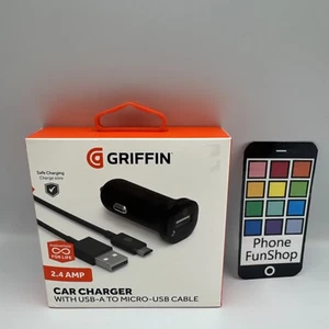 Griffin 2.4 Amp Car Charger with USB A to Micro USB Cable Black - GP-014-BLK X3 - Zdjęcie 1 z 7