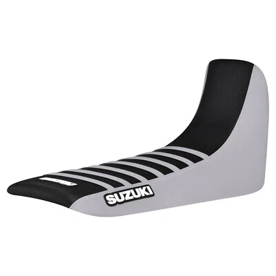 Cubierta de asiento con pinza para Suzuki DR 650 S 1992-1995 PLATEADO/NEGRO/PLATEADO costillas logotipo 444 Foto 1 de 4