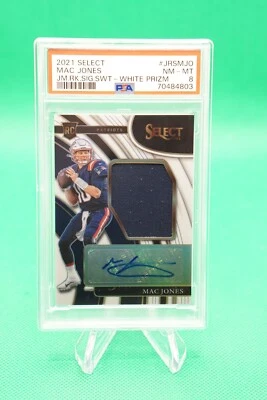 2021 Select Jumbo Rookie Signature Swatch White /75 Mac Jones RPA PSA 8 ES6 - Image 1 of 2
