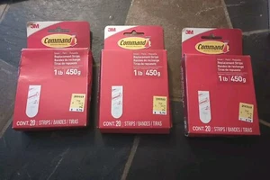 3 Packs 3M Command Refill Strips-Small White 60-Strips (17022-ES)  1lb Hold - Picture 1 of 2