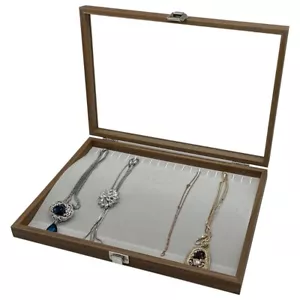 Holz Schmuckkasten Ketten Armbänder Halsketten Schmucklade Schmuckdisplay Glas - Bild 1 von 4