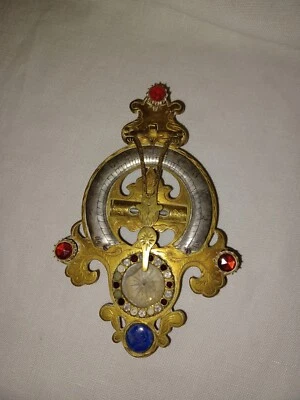 Reloj de sol antiguo de latón y plata del siglo XIX grabado brújula china coreana Foto 1 de 4