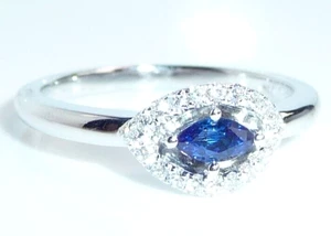 Anillo oro 750 oro blanco 0.25ct. Zafiro 0,30 ct diamantes talla 54 es modificable 4,3 g - Imagen 1 de 9