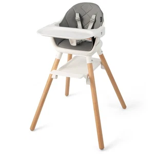 6-in-1 Infant Feeding Chair Convertible Wooden Baby Highchair w/ Removable Tray - Picture 1 of 8