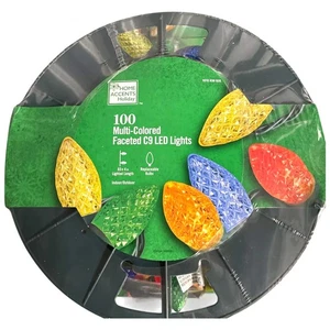 Home Accents Holiday 400 Ct Multi-Colored Faceted C9 LED Lights 4 x 100 Ct NEW - Picture 1 of 9