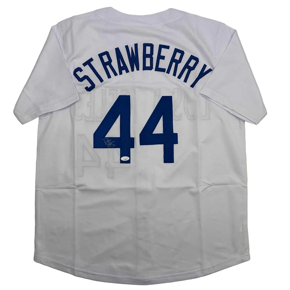 Autographed/Signed Darryl Strawberry Los Angeles White Baseball Jersey JSA COA - Image 1 of 4