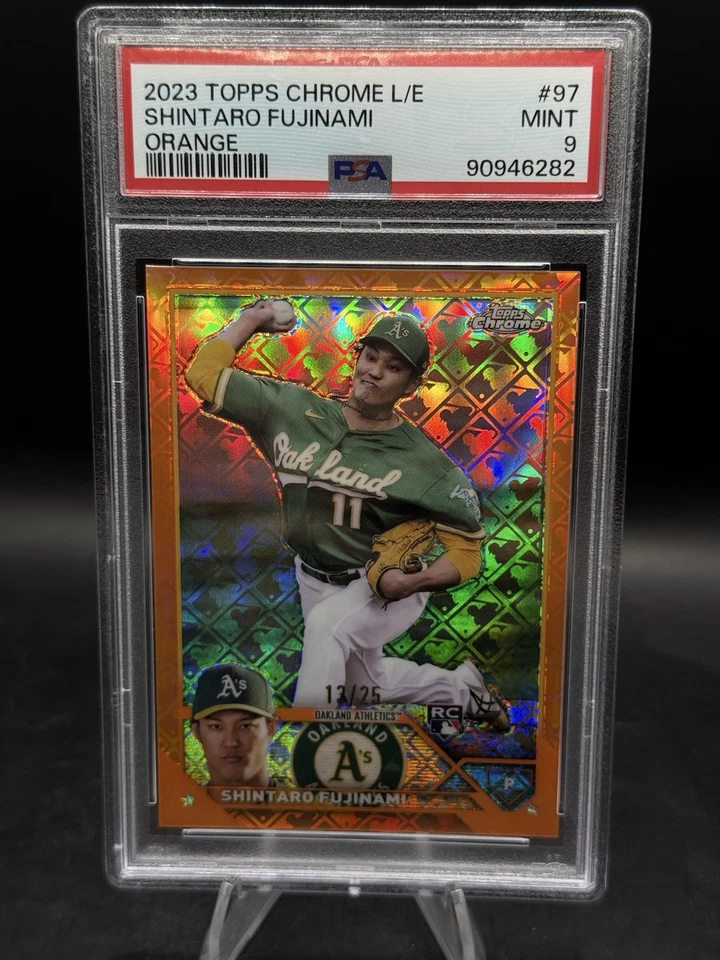 2023 Topps Chrome Logofractor Shintaro Fujinami RC Orange Refractor /25 PSA 9 - Image 1 of 1