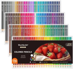 Juego de 136 lápices de colores Shuttle Art, núcleo suave para color adulto - Imagen 1 de 9