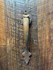 Antique Solid Brass Door Handle 12" Excellent Vintage Character & Color - Picture 1 of 5