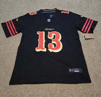 sNWT #13 Brock Purdy 49ers "The Faithful" Black Jersey Mens Large