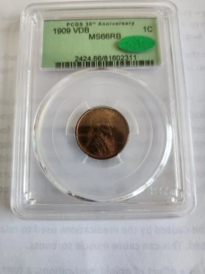 1909 VDB  Lincoln Cent PCGS MS66RB CAC - Image 1 of 4