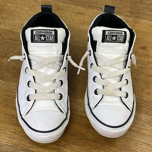 Zapatos Converse All Star Mid Cuero Blanco Negro Borde Junior Talla 4 655993C - Imagen 1 de 16