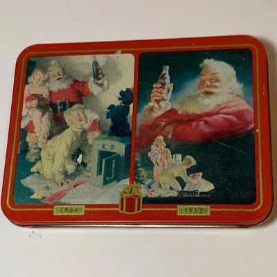 Sealed Vintage 1996 COCA-COLA SANTA CLAUS CHRISTMAS PLAYING CARDS 2 decks in Tin - Image 1 of 4