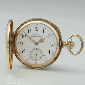 Richard Glaeser / Eduard Fleischer Glashütte & Dresden 1A 18k Taschenuhr ca 1887 - Bild 1 von 14