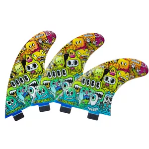 3DFins - Monsters (fits FCS1 base) - Medium - Thruster - Surfboard Fins - New - Picture 1 of 5