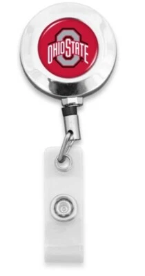 Carrete de insignia retráctil FTH Ohio State Buckeyes con clip para cinturón con licencia NCAA EE. UU. Foto 1 de 4