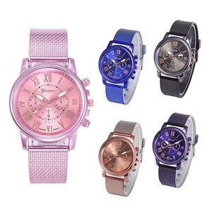 Damen Band Armbanduhren braun rot schwarz rosa GENEVA Damen Legierung Netz Uhr UK - Bild 1 von 7