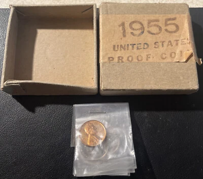 1955 US Silver Proof Set in Original Box 1c-50c Coins In Plastic Nice - Image 1 of 4