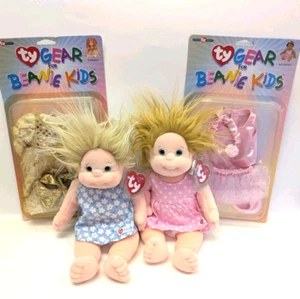 Vintage TY Beanie Kids ANGEL & PRECIOUS 10” Plush Doll With NIB TY Gear Costumes - Picture 1 of 11