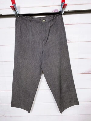 Pantalones al tobillo Talbots para mujer mezcla de lino irlandés talla 14 gris negro bolsillos de tiro alto Foto 1 de 4
