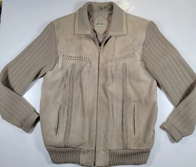 Chaqueta de gamuza de cuero vintage tejida para hombre grande cremallera completa  Foto 1 de 4