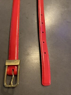 NUEVO Cinturón Liz Claiborne Talla M Rojo Fino Grano Completo Semi Anilina Cuero ESTILO 2522 Foto 1 de 4