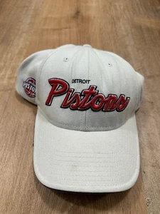 Vintage 2000s Y2K Reebok Detroit Pistons RARE Script Spellout Hat One Size - Picture 1 of 6