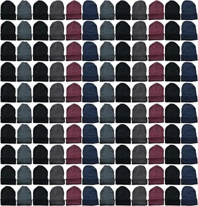 144 PK of Yacht & Smith Wholesale Bulk Unisex Winter Beanies Hats Assorted - Picture 1 of 6