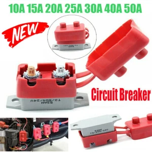 10-50A AMP 12V Circuit Breaker Cover Dual Battery Fuse Automatic Auto Reset Tool - Picture 1 of 19