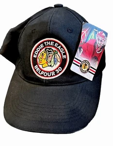 Chicago Black Hawks Eddie The Eagle Belfour #30 Adjustable Strapback Hat New - Picture 1 of 6