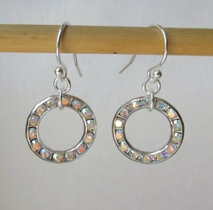 Aurora Borealis Schimmer Zirkonia Kreis Ohrringe 925 Silber Atelieranfertigung - Bild 1 von 8